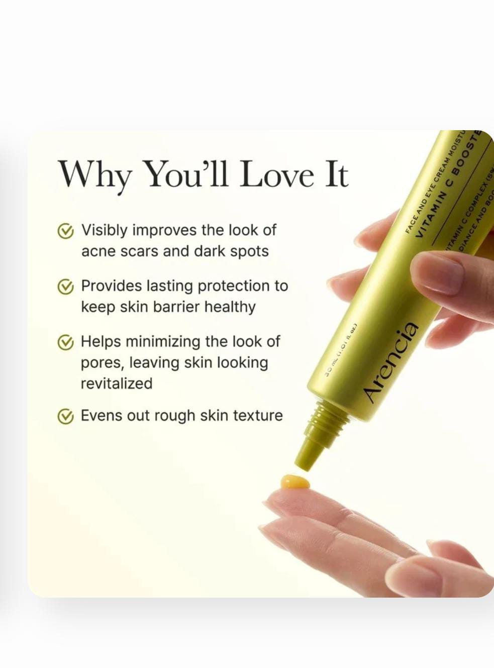 Arencia Vitamin C Booster Shot Eye Cream – Brightening & Radiance Boosting Moisturizer with Glutathione