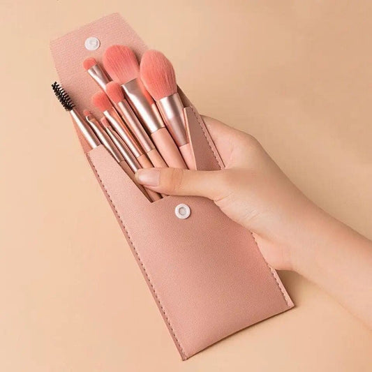 8pcs Travel Mini Makeup Brush Set Concealer Brush Blush Loose Powder Brush Eye Shadow Highlighter Foundation Brush Beauty Tool
