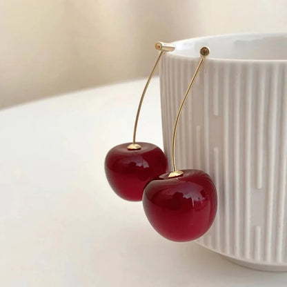 Cherry Heart Drop Earrings