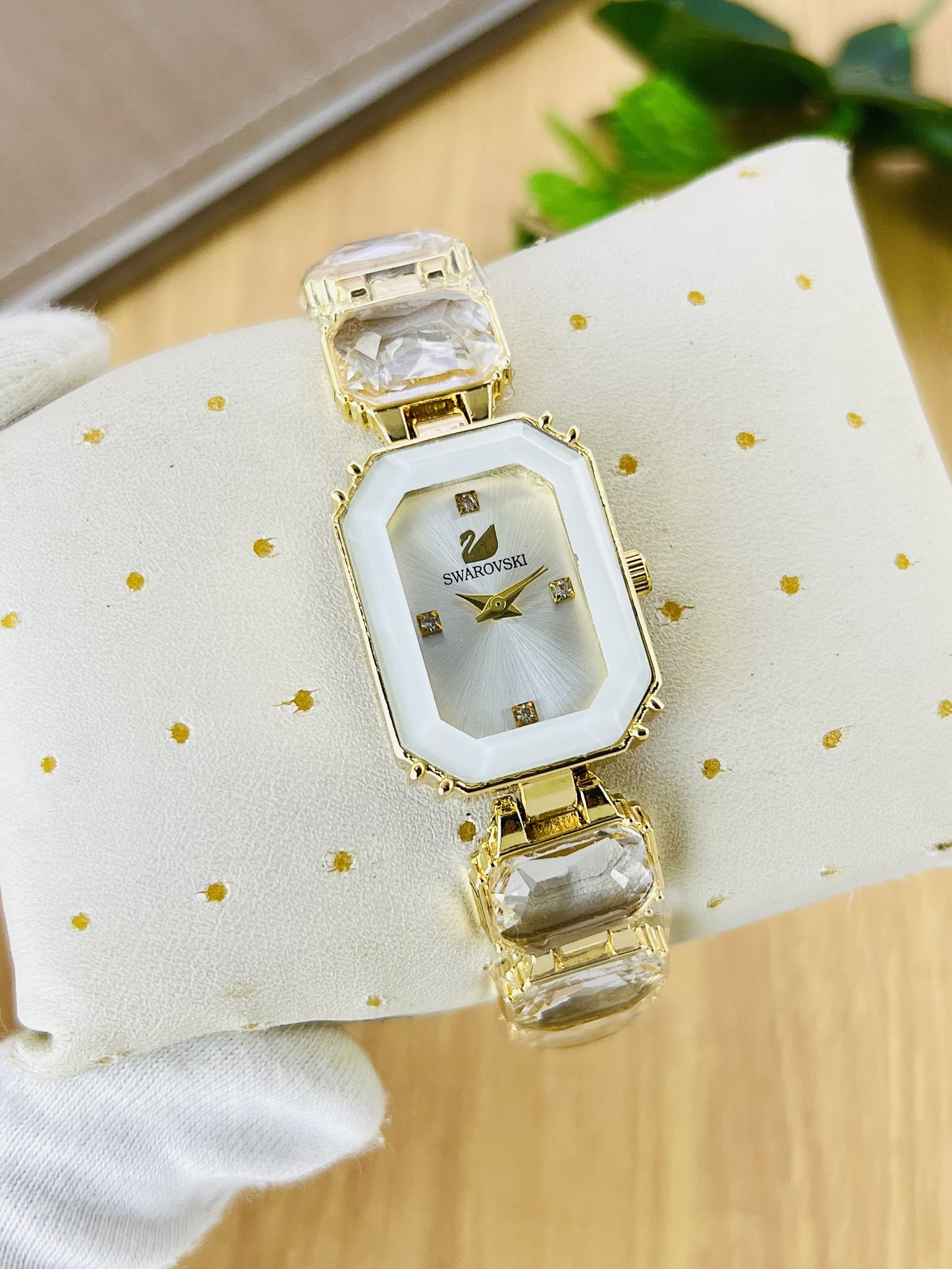 Fashion Braclet Stone Watch Beautiful Rectangle Design Steel Metal girls Watch