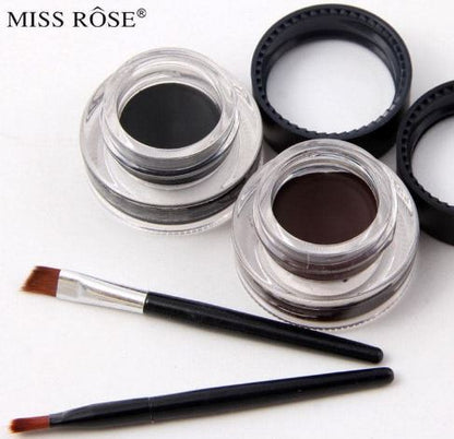 MISS ROSE GEL EYELINER 2 COLOR SET BLACK AND BROWN LONG LASTING WATERPROOF