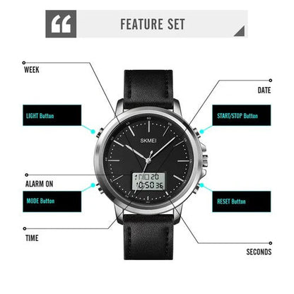 SKMEI WATCH FOR MEN'S BRANDED WATCH DUAL TIME  STRAP