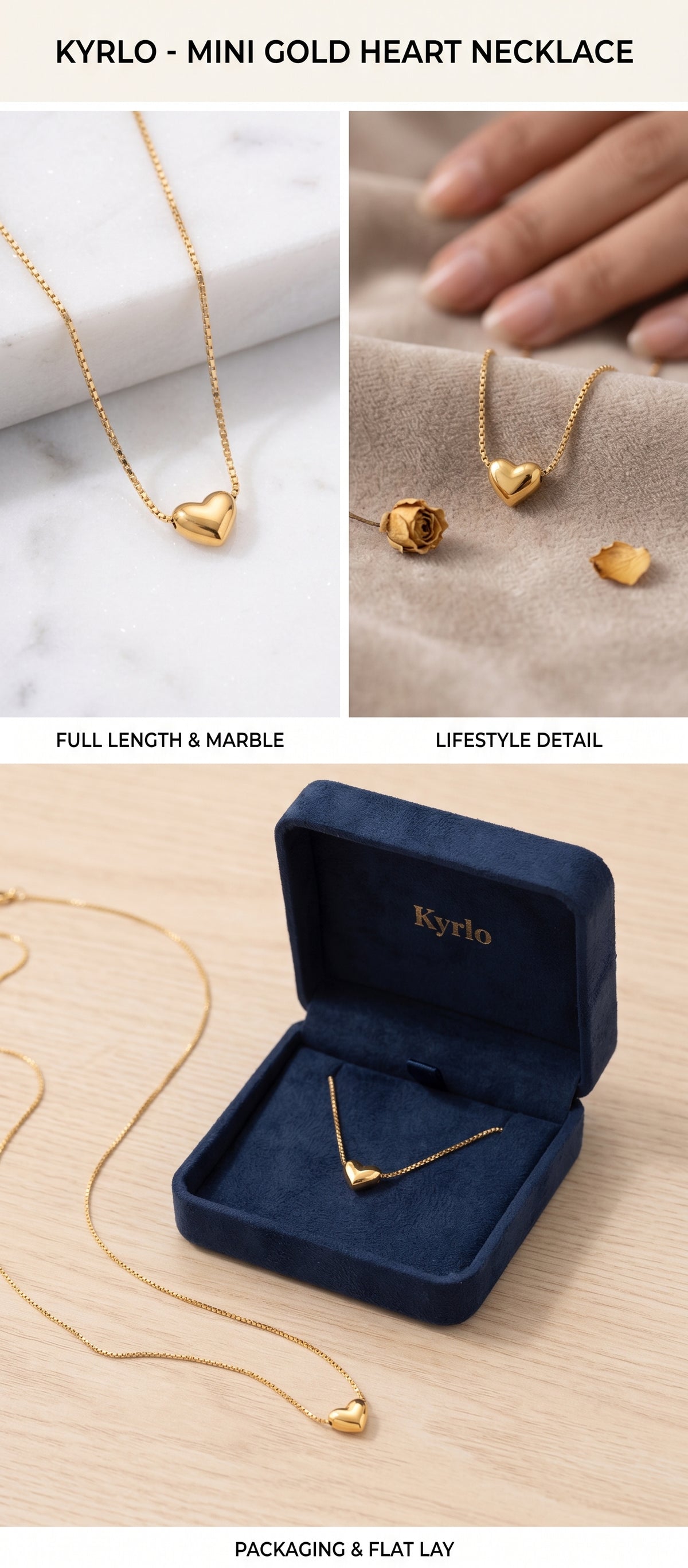 Mini Gold Heart Pendant Necklace – Kyrlo