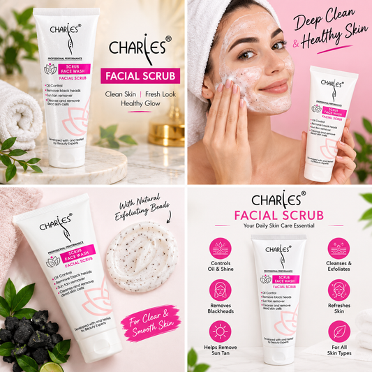 Charles Facial Scrub Face Wash – Oil Control & Deep Cleansing.