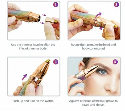 Rechargeable Flawless 2 in 1 Eye Brow And Facial Hair Remover Machine